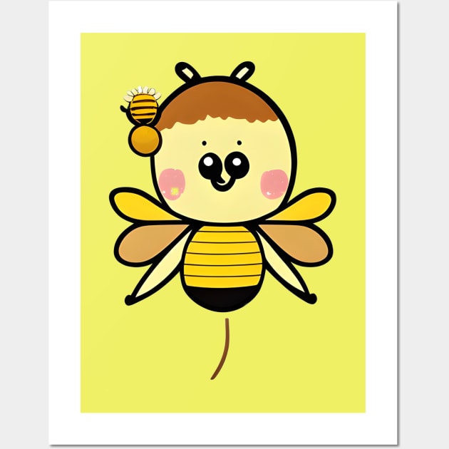 Cute, Funny, Kawaii Honey Bee Wall Art by 1FunLife